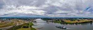 Panoramic view of the Rhine motorway bridge near Leverkusen