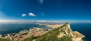 Strait Prints: panoramic view of the Rock of Gibraltar and it's old military facilities