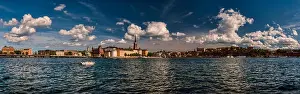 City Blue Prints: Panoramic view of Stockholm, the capital of Sweden in bright summer day