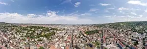 Panoramic view of Stuttgart suburb near hills in Germany at summer noon