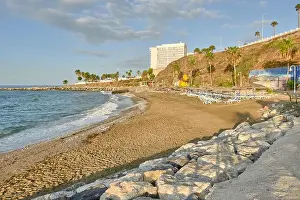 Benalmadena Prints: Panoramic view of Torrevigia beach in Benalmadena, Malaga, Andalusia, Spain