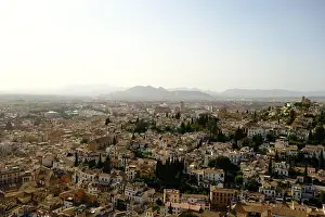 Golden Light Prints: Panoramic view of the town of Granada in Spain