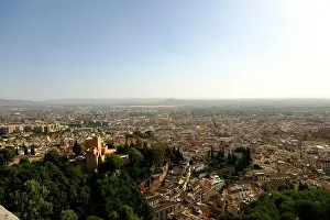 Golden Light Prints: Panoramic view of the town of Granada in Spain