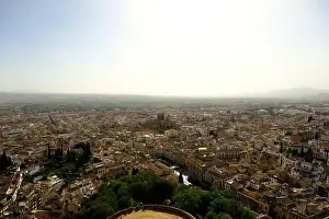 Golden Light Prints: Panoramic view of the town of Granada in Spain