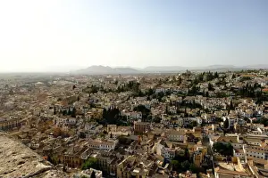 Golden Light Prints: Panoramic view of the town of Granada in Spain