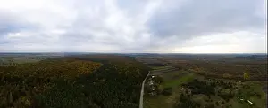Panoramic view of Ukrainian fields and forests in Ternopil in autumn. new