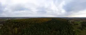 Panoramic view of Ukrainian fields and forests in Ternopil in autumn. new