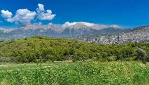 Panoramic view of the White Mountains (Ak daglar) between Fethiye and Kas in the Mediterranean region of Turkey