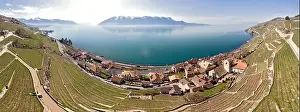 Roaming Prints: Some Panoramic views above Swiss wine country in Saint-Saphorin a municipality in the Swiss canton of Vaud
