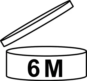 Packing Prints: PAO cosmetics symbol 6M, Period after opening symbol six months, vector illustration