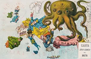 Public Domain Prints: Papagallo no.15 la Piovra Russa Anno VI by Augusto Grossi (1835-1919)