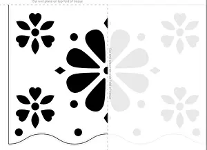Papel picado stencil template. Dia de Muertos banner blueprint