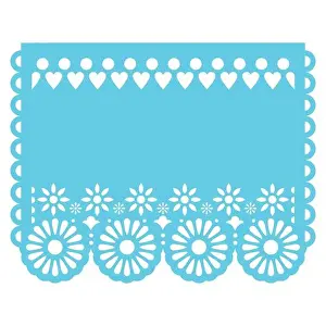 Folk Art Prints: Papel Picado vector template design in aqua blue