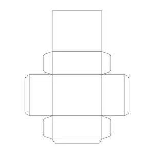 Die Cut Prints: Paper box template, prism trim scheme on white