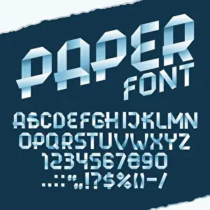 Folded Prints: Paper font, 3d ribbon type, creative graphic typeface