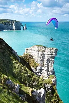 Flies Prints: Paraglider flying over Falaise d'Amont cliff