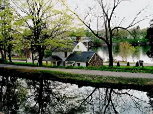 Calming Prints: Parallel ribbons of history can be seen - the Delaware and Raritan Canal with its multiuse path and historic buildings