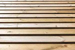 Woodwork Prints: Parallel wooden slats in a natural rustic finish