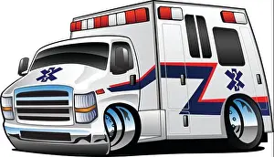 Paramedic EMT Ambulance Rescue Truck Cartoon Isolated Vector Illustration
