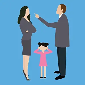 Custody Prints: parent couple fight argue arguing in front child