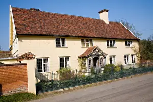 Detached Prints: Pargetting plasterwork old detached rural house, Chattisham, Suffolk, England