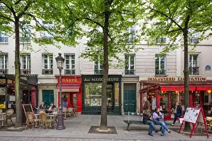 Chair Prints: Paris France April 29th 2013 Street scene in the Latin Quarter of Paris