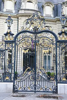 Boulevard Prints: Paris, France: Artcurial art center with its typical baroque architecture and gold details