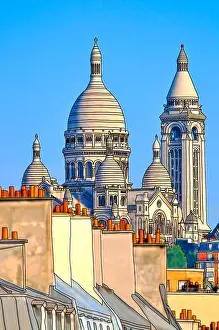 Chimneys Prints: Paris, France. Paris, France. Basilica of Sacré Cœur de Montmartr (1875-1914 : Arch)