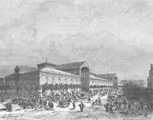 PARIS: Seine: Halles centrales, antique print 1883
