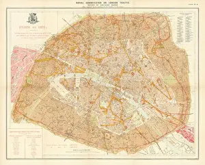 1871 Prints: Paris showing 1854-1871 Haussmann boulevard renovations/realignments 1905 map
