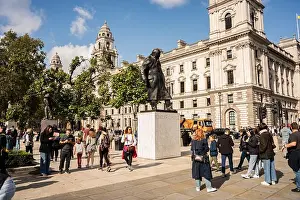 Outdoor Activities Prints: Parliament Square is a square at the northwest end of the Palace of Westminster in the City of Westminster in central