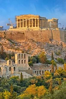 Images Dated 8th September 2017: Parthenon at sunset time, Acropolis, Athens, Greece