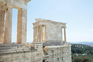 Amphitheater Prints: Parthenon temple, old Greek ruins at sunny day in Acropolis of Athens
