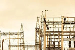 Substation Prints: partial view of a power substation and part of its equipment and distribution network