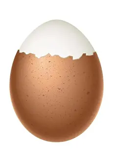 Transparent Background Prints: partially peeled egg, boiled egg with half peeled shell, illustration on white background