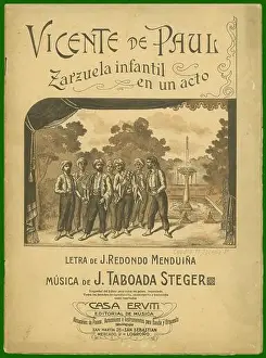 Printed Music Prints: Partitura musical de la zarzuela infantil Vicente de Paul