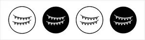 Streamer Prints: Party pennants icon Vector symbol or sign set collection in black and white outline