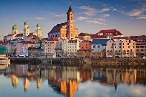 Images Dated 4th April 2016: Passau. Passau skyline during sunset, Bavaria, Germany