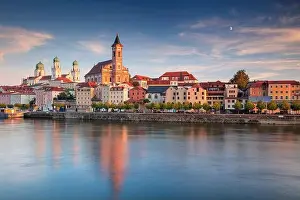 Urban Skyline Prints: Passau Skyline, Germany. Cityscape image of Passau skyline
