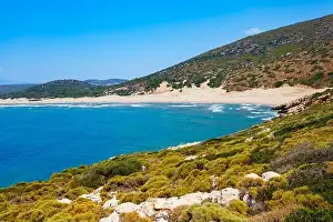 Antalya Prints: Patara yellow sand beach aerial panoramic view in Antalya Province, Turkey