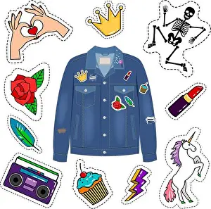 Lipstick Prints: Patches denim jacket