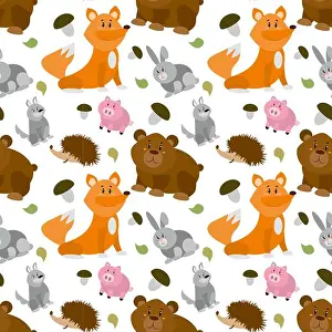 Crocodile Prints: Patern with childrens animals fox teddy bear bunny