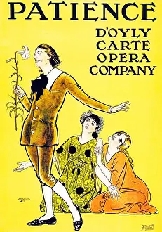 Patience Prints: Patience 1881 poster for the Gilbert and Sullivan operetta satirising aesthetes Oscar Wilde character was Bunthorne