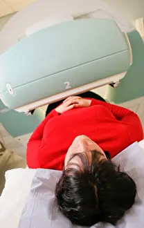 Ultrasound Prints: A patient having a scan in an NHS hospital