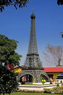 Eiffel Tower Prints: Pattaya, Thailand: Model of the Eiffel Tower in Miniature at Mini Siam Outdoor Theme Park