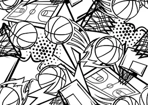 Bang Prints: Pattern with basketball items. Sport club illustration