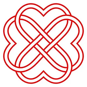 Weaving Prints: Pattern of intertwined hearts, vector knot weaving of hearts symbol eternal love and friendship