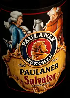 Beers Prints: Paulaner Salvator Doppelbock beer bottle label close up detail