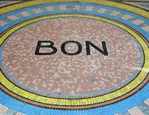 Intertwined Prints: Pavement with inlaid mosaic tiles