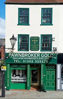 Jeweller Prints: Pawnbroker Gold shop, Market Place, Doncaster, South Yorkshire, England UK